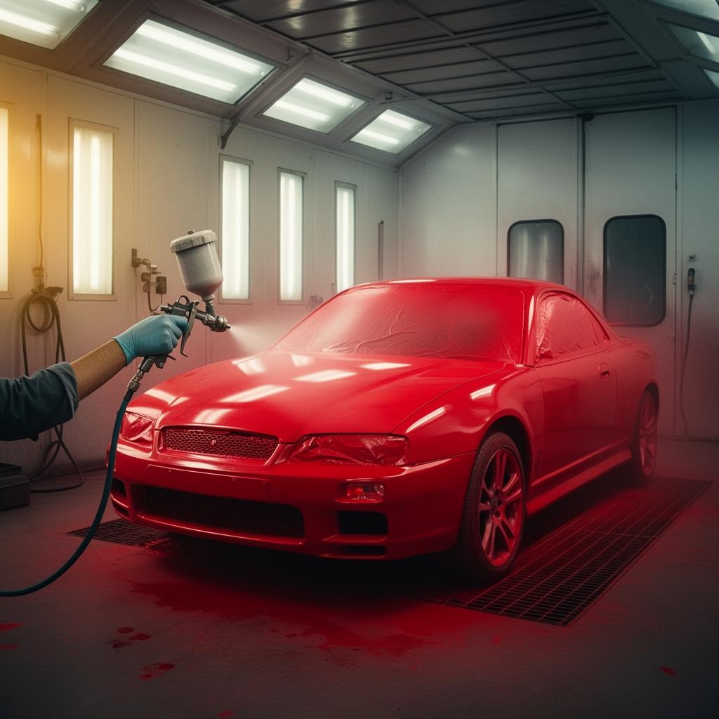 Professional auto painting in a clean paint booth